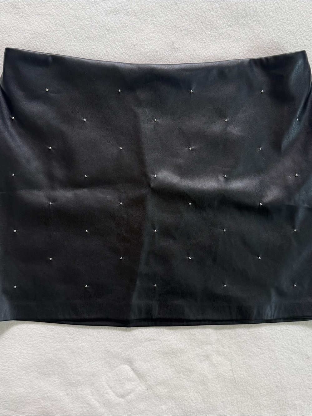 House of Harlow 1960 Black Faux Leather Mini Skirt with Silver Stud Accents